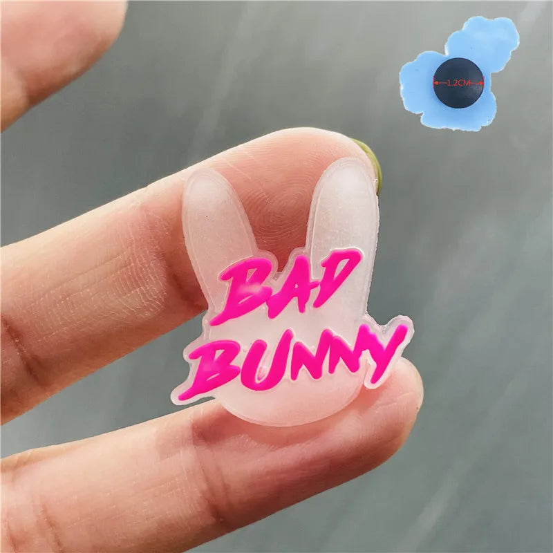1Pcs Luminous Bad Bunny Rabbit Planet PVC Shoe Charms Noctilucent Star Glowing Shoe Accessories DIY Wristband Kid Gift