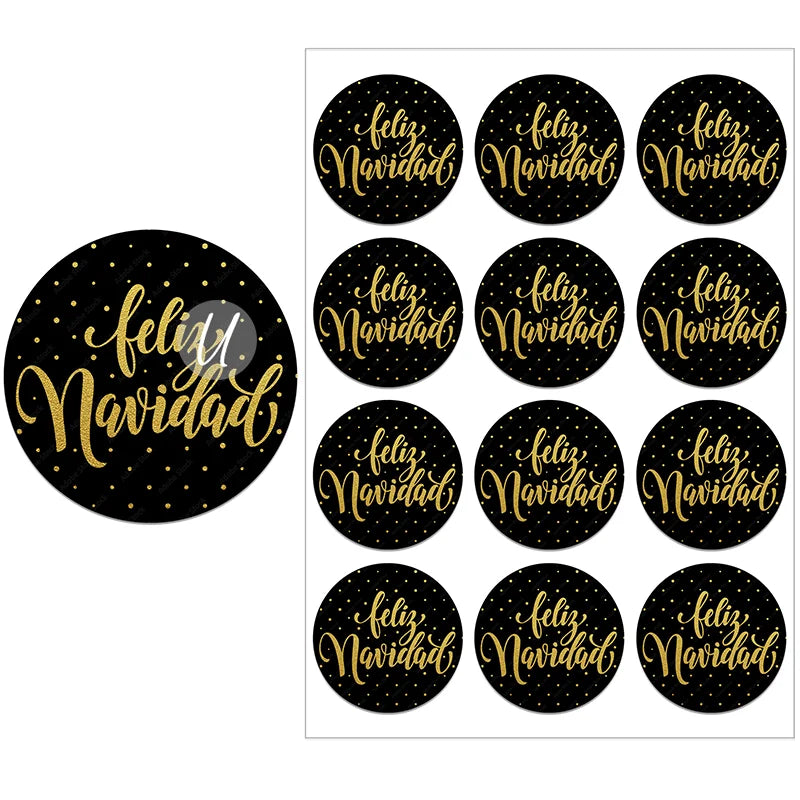 Feliz Navidad Christmas Spanish Merry Christmas Stickers Labels Decorative Stickers Wrapping Gift Box Label
