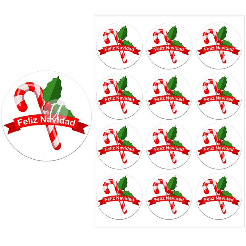 Feliz Navidad Christmas Spanish Merry Christmas Stickers Labels Decorative Stickers Wrapping Gift Box Label