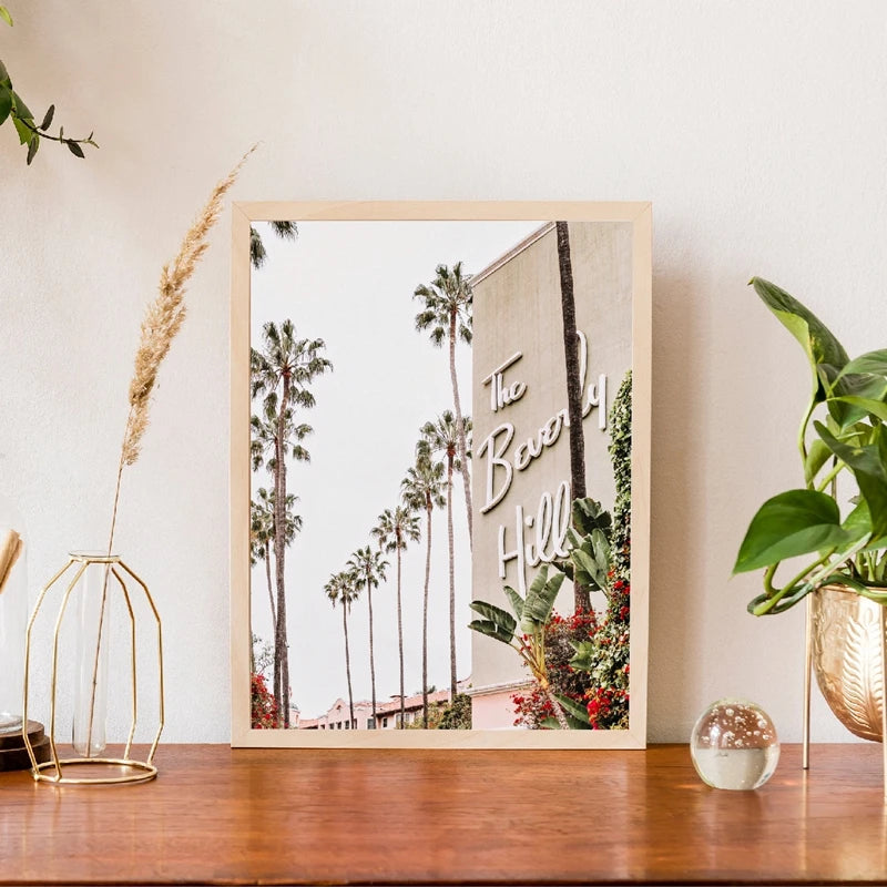 Beverly Hills Hotel Los Angeles Print Hollywood Glam Decor Retro Wall Art Picture Canvas Painting Gift for Her Home Decoration