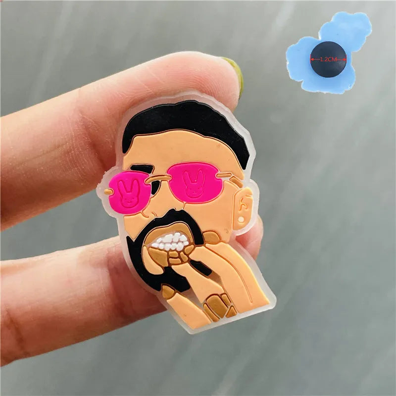 1Pcs Luminous Bad Bunny Rabbit Planet PVC Shoe Charms Noctilucent Star Glowing Shoe Accessories DIY Wristband Kid Gift