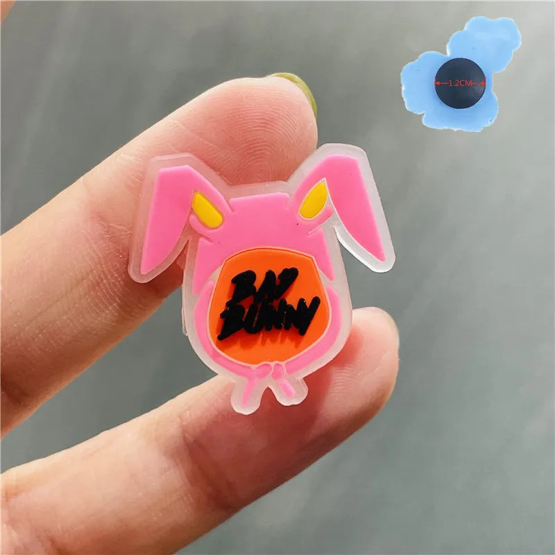 1Pcs Luminous Bad Bunny Rabbit Planet PVC Shoe Charms Noctilucent Star Glowing Shoe Accessories DIY Wristband Kid Gift