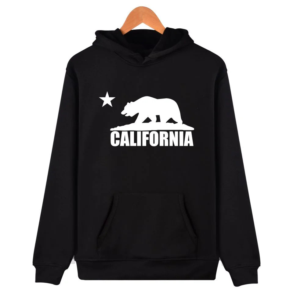 California Hooded Hoodies Men Sweatshirt Winter Fashion USA California Flag Hoodie Men Harajuku Casual Jacket Coat Clothe