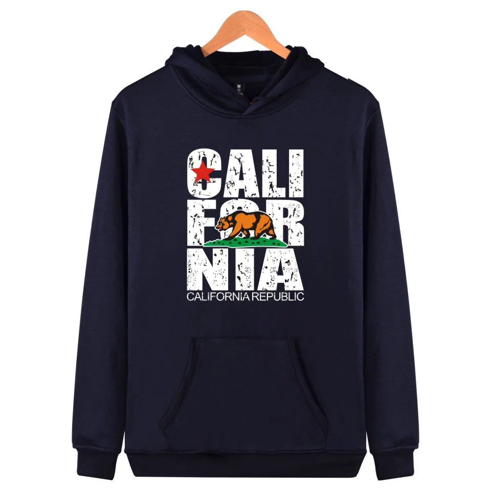 California Hooded Hoodies Men Sweatshirt Winter Fashion USA California Flag Hoodie Men Harajuku Casual Jacket Coat Clothe