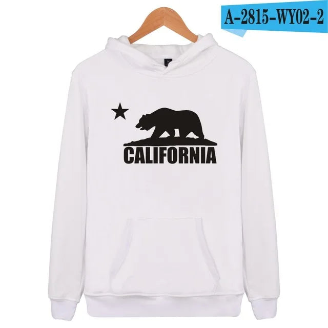 California Hooded Hoodies Men Sweatshirt Winter Fashion USA California Flag Hoodie Men Harajuku Casual Jacket Coat Clothe