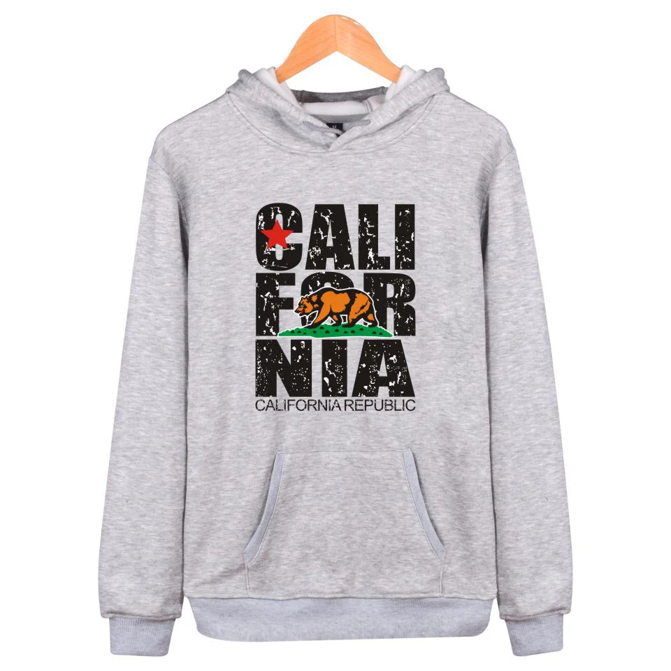 California Hooded Hoodies Men Sweatshirt Winter Fashion USA California Flag Hoodie Men Harajuku Casual Jacket Coat Clothe