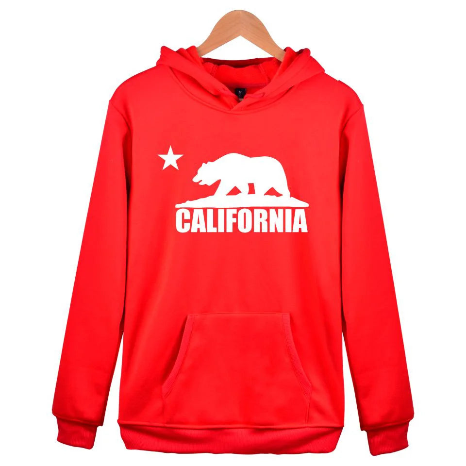California Hooded Hoodies Men Sweatshirt Winter Fashion USA California Flag Hoodie Men Harajuku Casual Jacket Coat Clothe