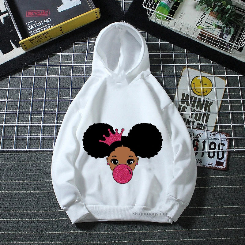 Melanin Kids Clothes White Yellow Pink Cap Hoodies Black Girl Magic Sweatshirt Winter/Spring/Autumn Children'S Clothing