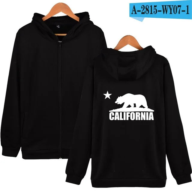 California Hooded Hoodies Men Sweatshirt Winter Fashion USA California Flag Hoodie Men Harajuku Casual Jacket Coat Clothe