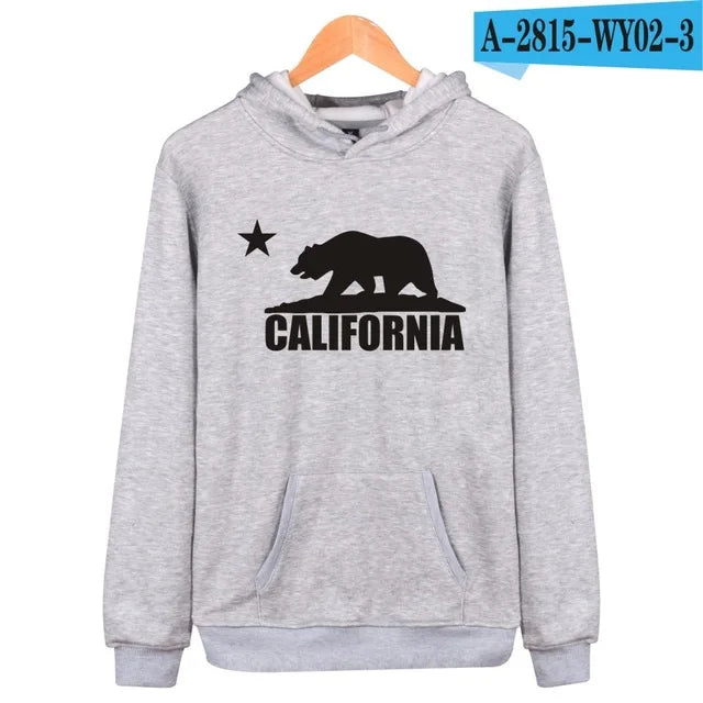 California Hooded Hoodies Men Sweatshirt Winter Fashion USA California Flag Hoodie Men Harajuku Casual Jacket Coat Clothe