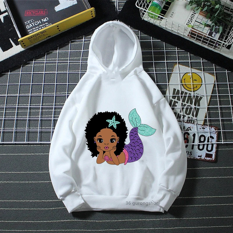 Melanin Kids Clothes White Yellow Pink Cap Hoodies Black Girl Magic Sweatshirt Winter/Spring/Autumn Children'S Clothing