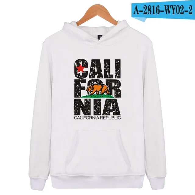 California Hooded Hoodies Men Sweatshirt Winter Fashion USA California Flag Hoodie Men Harajuku Casual Jacket Coat Clothe