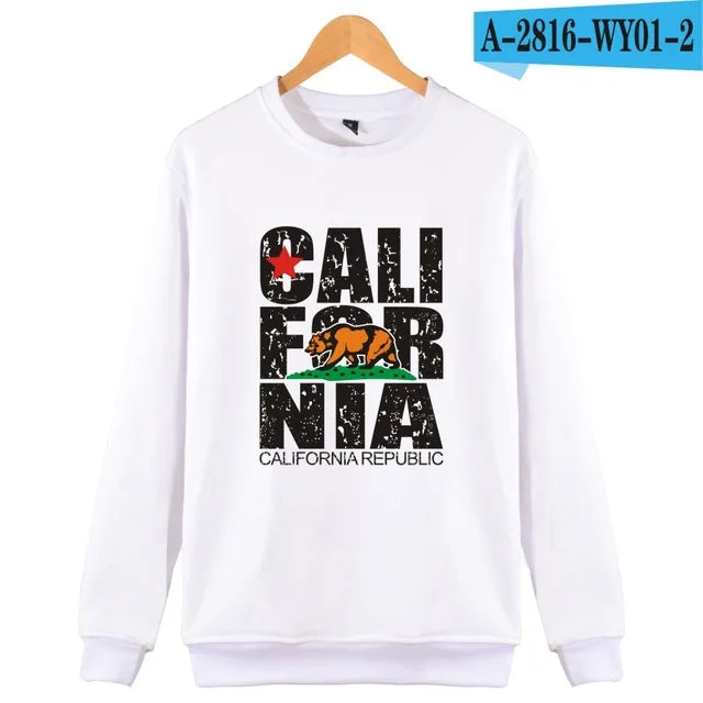 California Hooded Hoodies Men Sweatshirt Winter Fashion USA California Flag Hoodie Men Harajuku Casual Jacket Coat Clothe