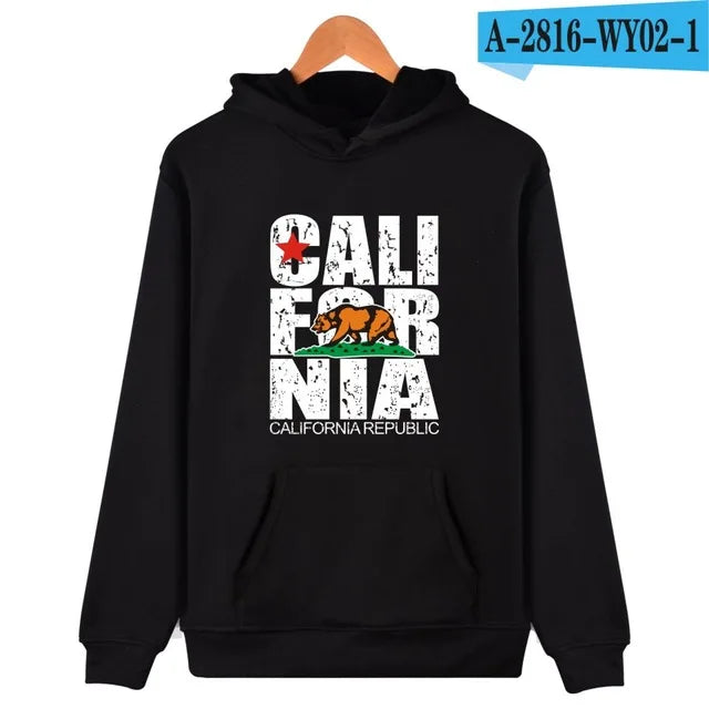 California Hooded Hoodies Men Sweatshirt Winter Fashion USA California Flag Hoodie Men Harajuku Casual Jacket Coat Clothe