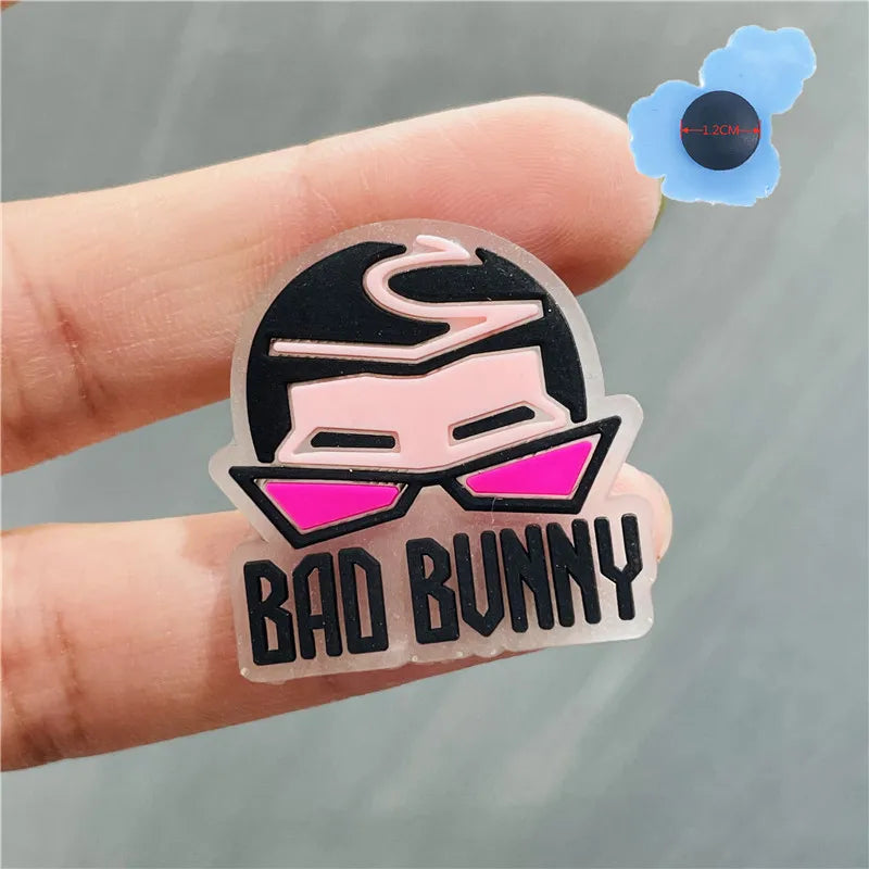 1Pcs Luminous Bad Bunny Rabbit Planet PVC Shoe Charms Noctilucent Star Glowing Shoe Accessories DIY Wristband Kid Gift