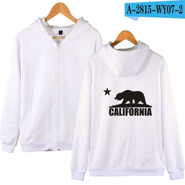 California Hooded Hoodies Men Sweatshirt Winter Fashion USA California Flag Hoodie Men Harajuku Casual Jacket Coat Clothe