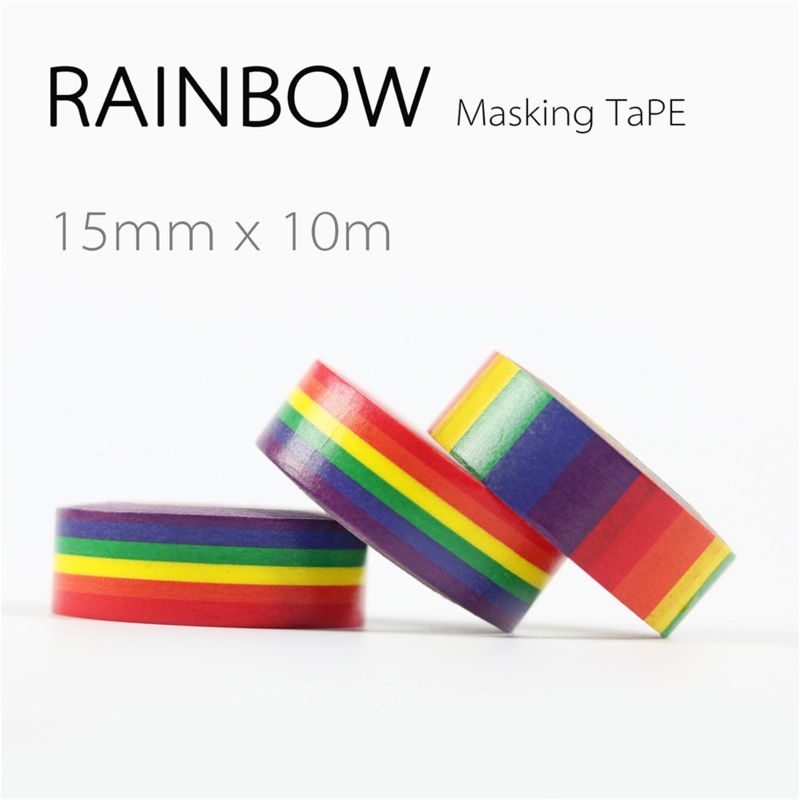 1PC Rainbow Washi Tape School Supplies Stationery Tape Office Stationery 15mm PXPA