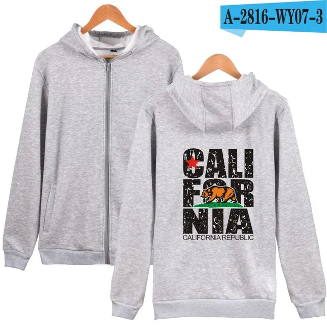 California Hooded Hoodies Men Sweatshirt Winter Fashion USA California Flag Hoodie Men Harajuku Casual Jacket Coat Clothe