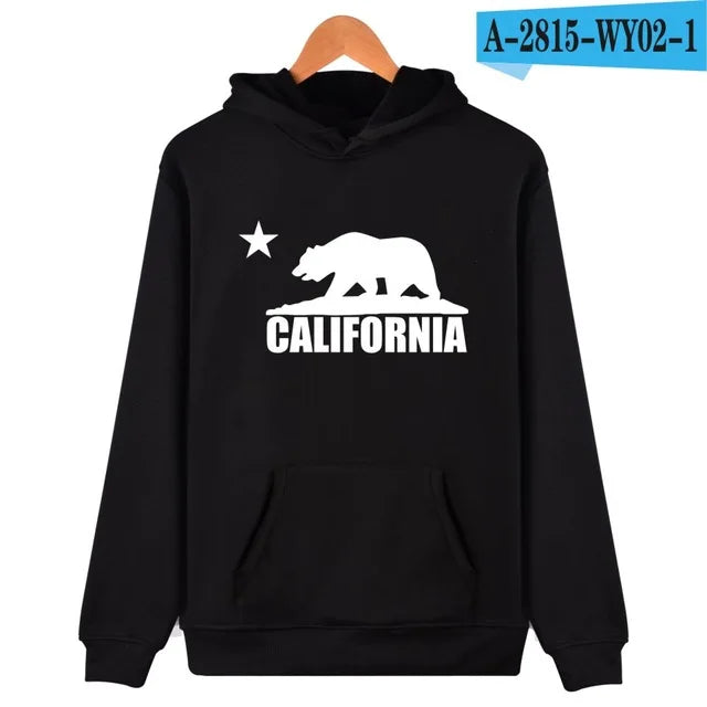 California Hooded Hoodies Men Sweatshirt Winter Fashion USA California Flag Hoodie Men Harajuku Casual Jacket Coat Clothe