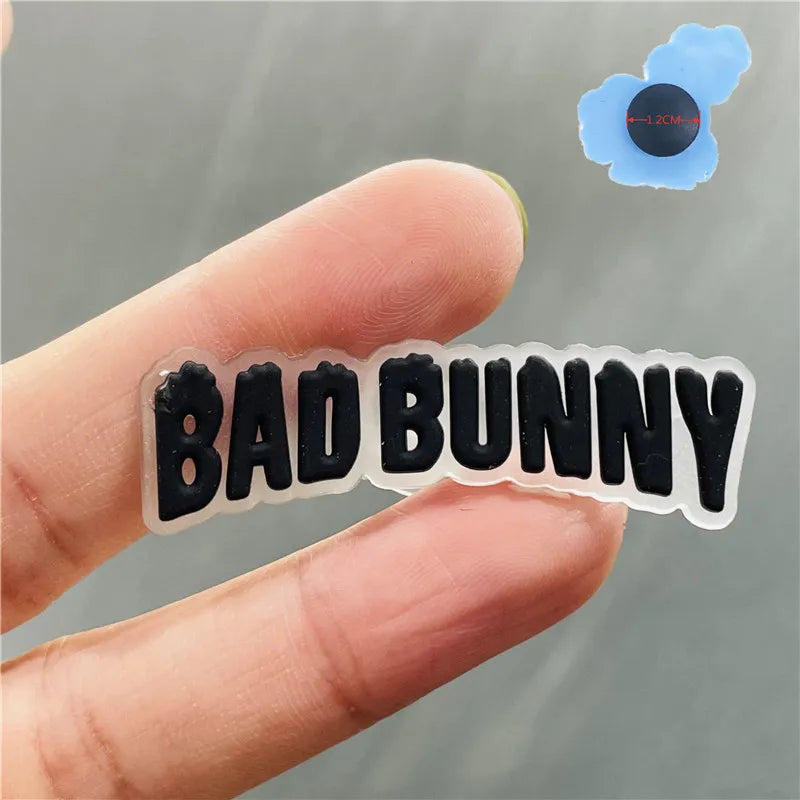 1Pcs Luminous Bad Bunny Rabbit Planet PVC Shoe Charms Noctilucent Star Glowing Shoe Accessories DIY Wristband Kid Gift