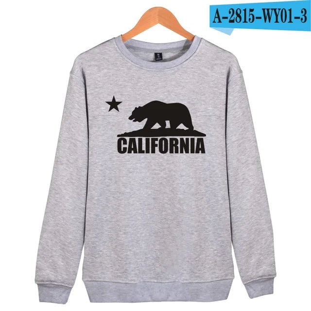 California Hooded Hoodies Men Sweatshirt Winter Fashion USA California Flag Hoodie Men Harajuku Casual Jacket Coat Clothe