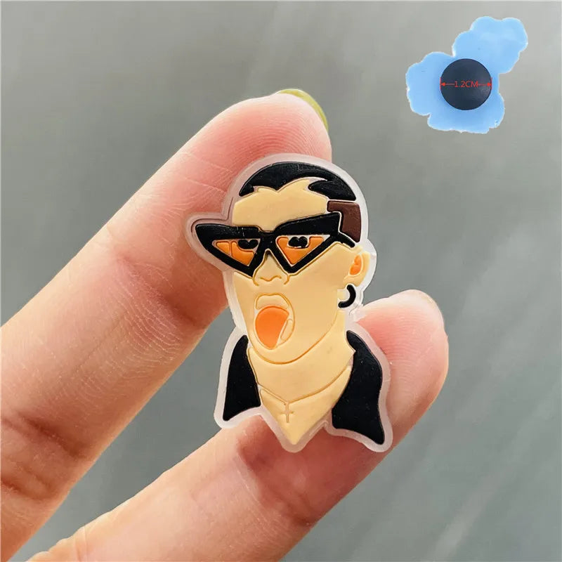 1Pcs Luminous Bad Bunny Rabbit Planet PVC Shoe Charms Noctilucent Star Glowing Shoe Accessories DIY Wristband Kid Gift