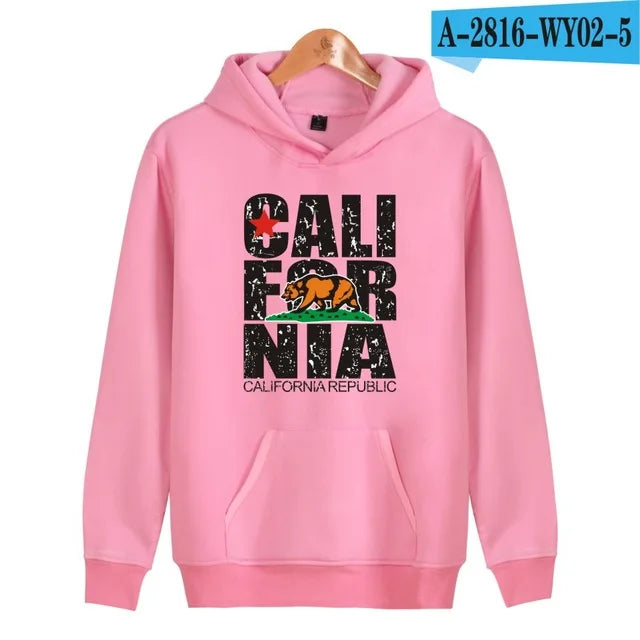 California Hooded Hoodies Men Sweatshirt Winter Fashion USA California Flag Hoodie Men Harajuku Casual Jacket Coat Clothe