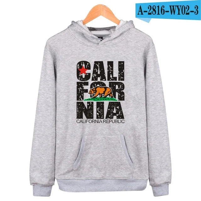 California Hooded Hoodies Men Sweatshirt Winter Fashion USA California Flag Hoodie Men Harajuku Casual Jacket Coat Clothe