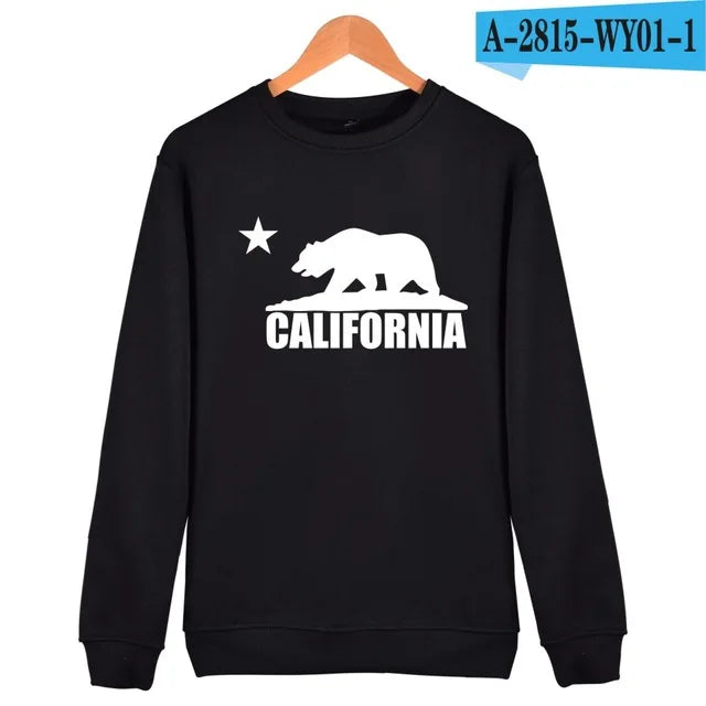 California Hooded Hoodies Men Sweatshirt Winter Fashion USA California Flag Hoodie Men Harajuku Casual Jacket Coat Clothe