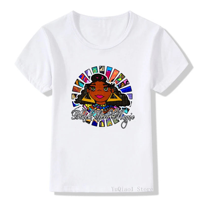 black girl magic t shirt summer melanin shirt graphic tee top for baby girls cute unicorn tshirt lovely children’s t-shirt