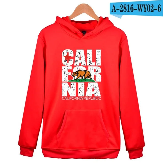 California Hooded Hoodies Men Sweatshirt Winter Fashion USA California Flag Hoodie Men Harajuku Casual Jacket Coat Clothe