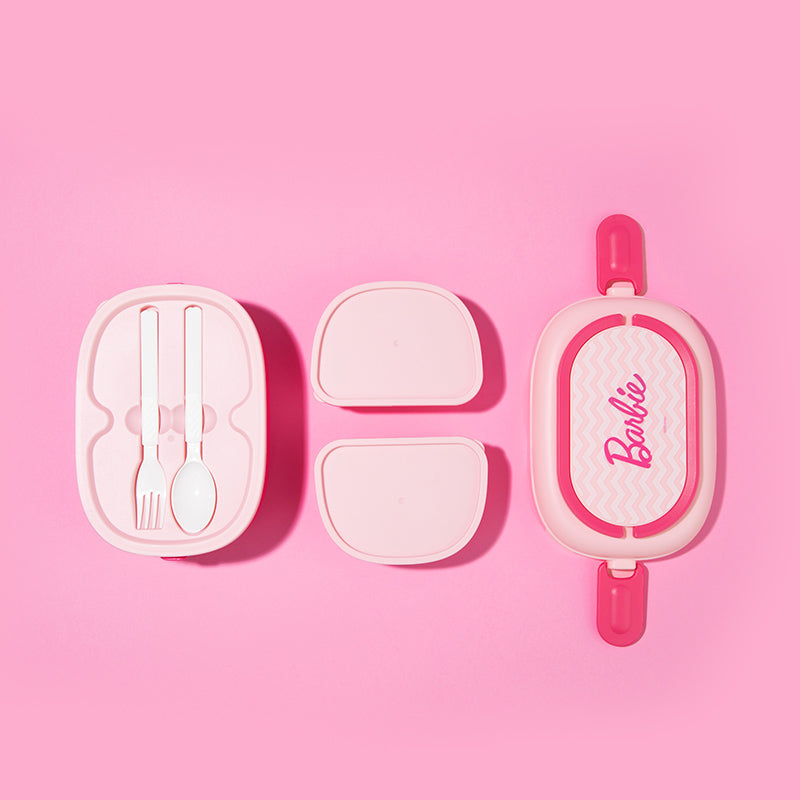 Miniso MINISO Barbie Series Double-Layer Lunch Box Cute Pink Girl Lunch Box Student Lunch Box