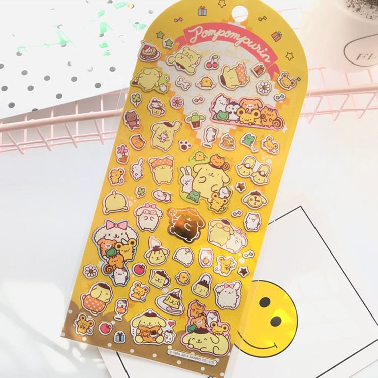 New Sanrio Hello Kitty Corner Big-Eared Dog Stickers Cute Gemini Children Stickers Bronzing Palm Stickers Kawaii