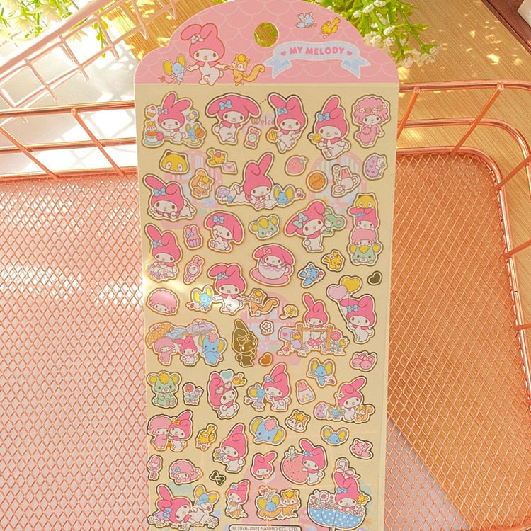New Sanrio Hello Kitty Corner Big-Eared Dog Stickers Cute Gemini Children Stickers Bronzing Palm Stickers Kawaii