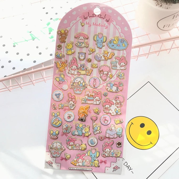 New Sanrio Hello Kitty Corner Big-Eared Dog Stickers Cute Gemini Children Stickers Bronzing Palm Stickers Kawaii