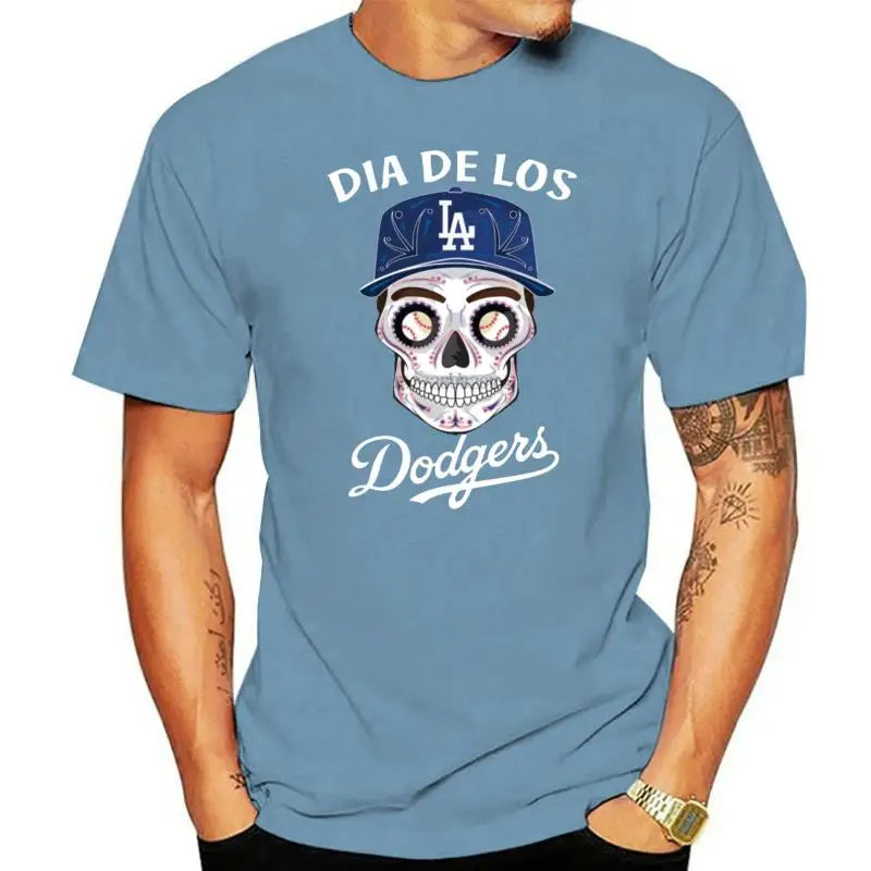 Dia De Los Dodger Halloween Sugar Skull T Shirt Mens Tee Shirt S 5Xl