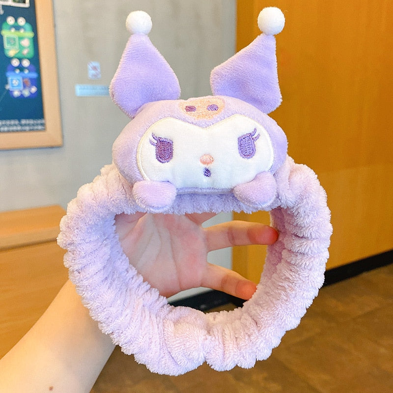 Kawaii Hair Band Sanrio My Melody Kuromi Cinnamoroll Pompom Purin Hair Accessories Anime Cute Cartoon Plush Headdress Girls Gift