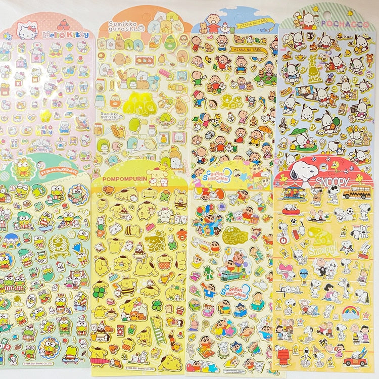 New Sanrio Hello Kitty Corner Big-Eared Dog Stickers Cute Gemini Children Stickers Bronzing Palm Stickers Kawaii