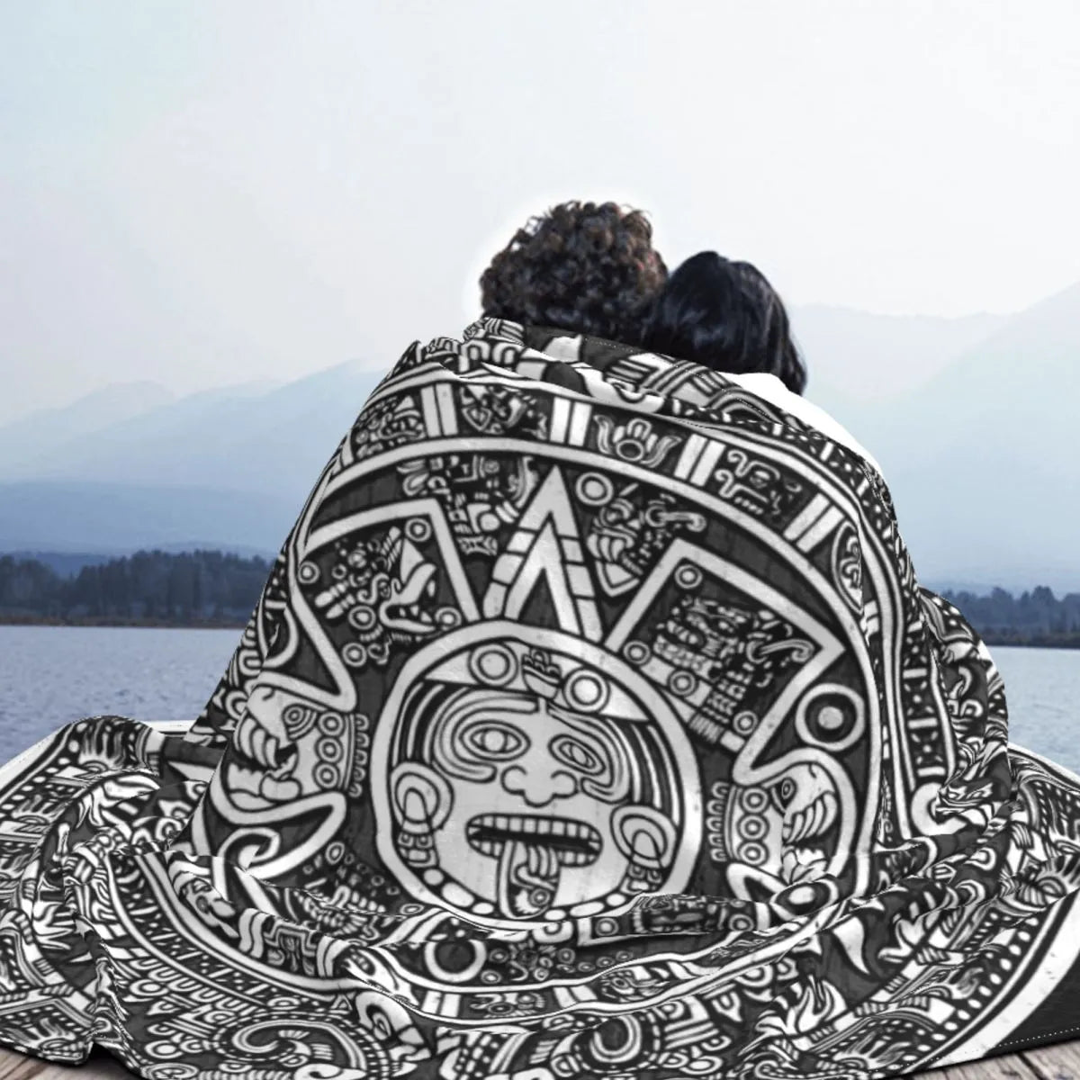 Aztec Calendar Throw Blanket Blanket Personalized Warm Camping Multi Style