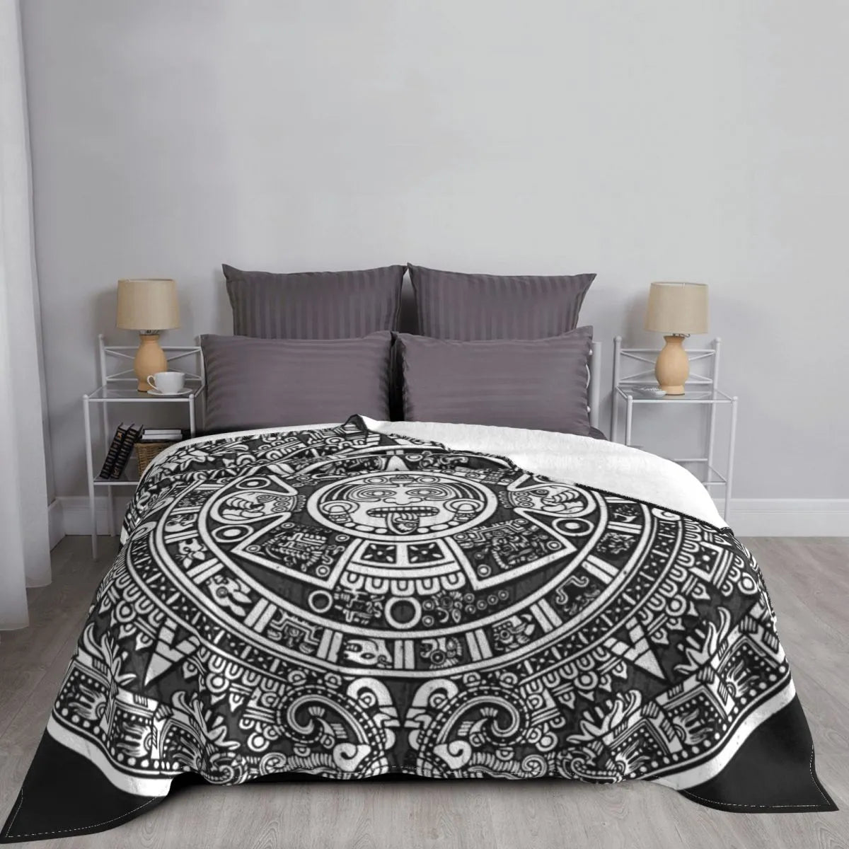 Aztec Calendar Throw Blanket Blanket Personalized Warm Camping Multi Style