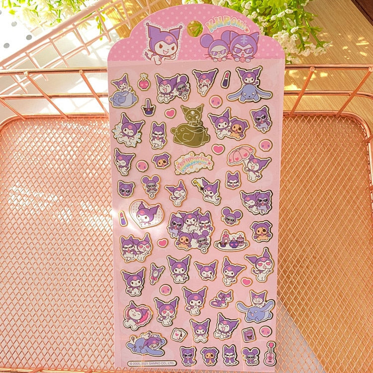 New Sanrio Hello Kitty Corner Big-Eared Dog Stickers Cute Gemini Children Stickers Bronzing Palm Stickers Kawaii