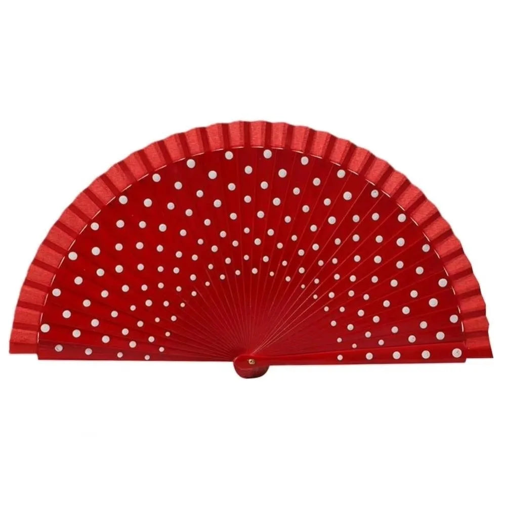 Elegant Accessory Wood Flamenco Fan Handheld Classical Spanish Fan Dots Pattern Decorative Hand Fan Dance Parties