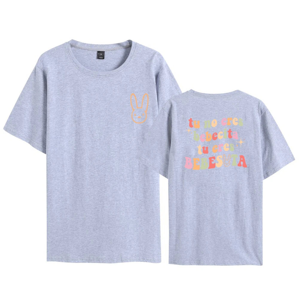 Bad Bunny Printed Front and Back Tshirt Tu No Eres Bebecita Eres Bebesota T Shirt Women Clothes Un Verano Sin Ti Tee Vintage Top