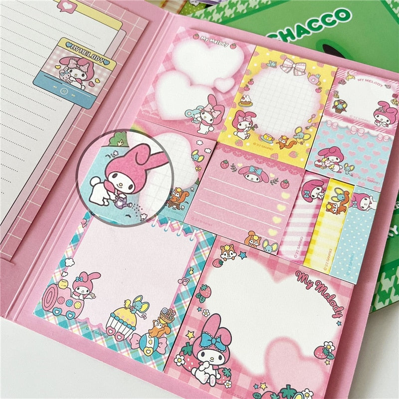 Kawaii Cute Sanrio Convenience Book Mymelody Kuromi Hellokitty Note Book Cute Paste Notepad Stationery Student Stationery
