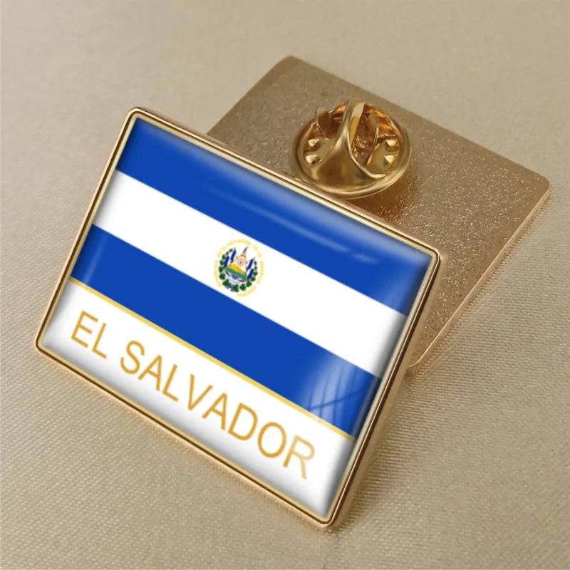 El Salvador Flag National Emblem Brooches Badges Lapel Pins