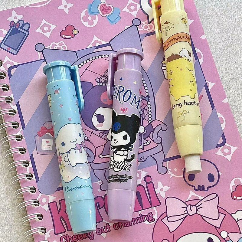 Creative Sanrioed Kawaii Press Eraser Anime Hello Kitty Kuromi MyMelody Cinnamoroll Cartoon Cute Stationery Gift Office Supplies