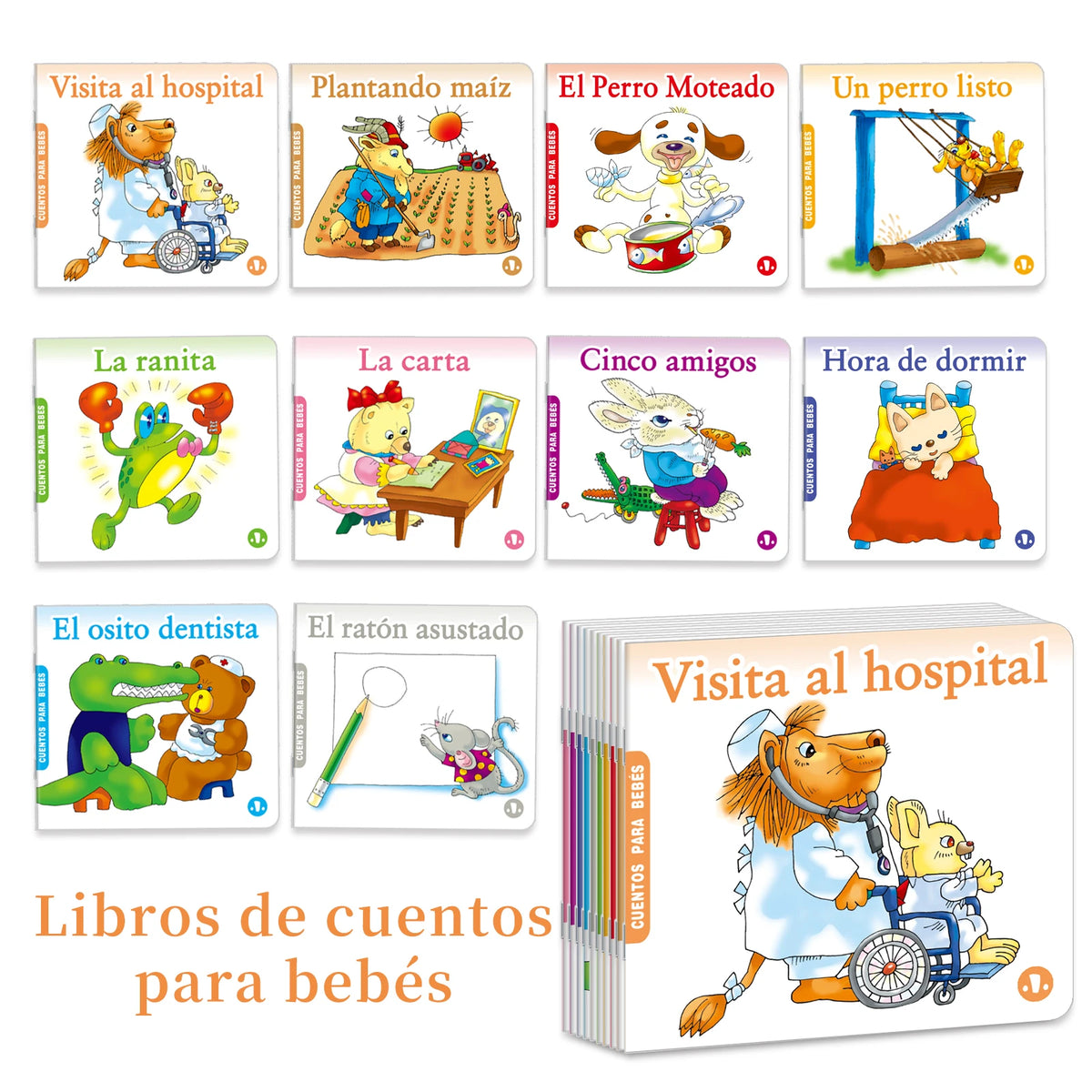 Ten Spanish storybooks: Mini storybooks to expand vocabulary and imagination. School supplies. birthday gift