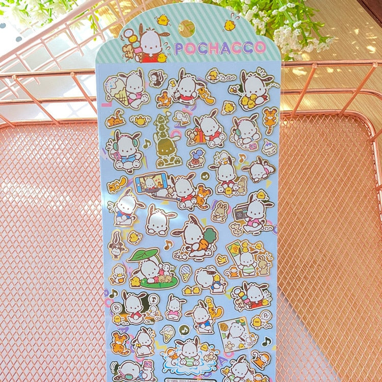 New Sanrio Hello Kitty Corner Big-Eared Dog Stickers Cute Gemini Children Stickers Bronzing Palm Stickers Kawaii