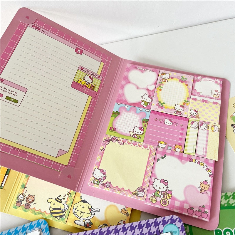 Kawaii Cute Sanrio Convenience Book Mymelody Kuromi Hellokitty Note Book Cute Paste Notepad Stationery Student Stationery
