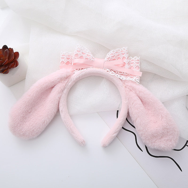 Kawaii Hair Band Sanrio My Melody Kuromi Cinnamoroll Pompom Purin Hair Accessories Anime Cute Cartoon Plush Headdress Girls Gift